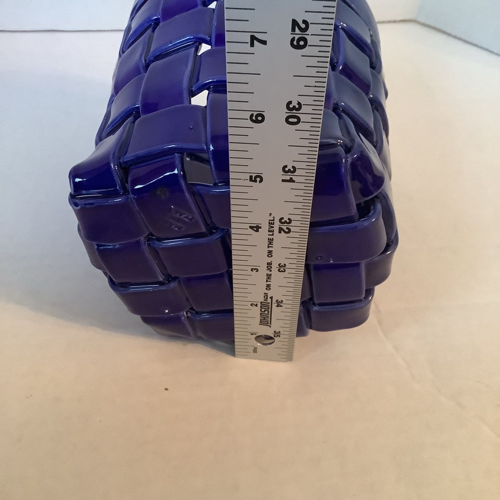Primogi Italy Basket Weave Ceramic Container Blue New - Picture 12 of 12